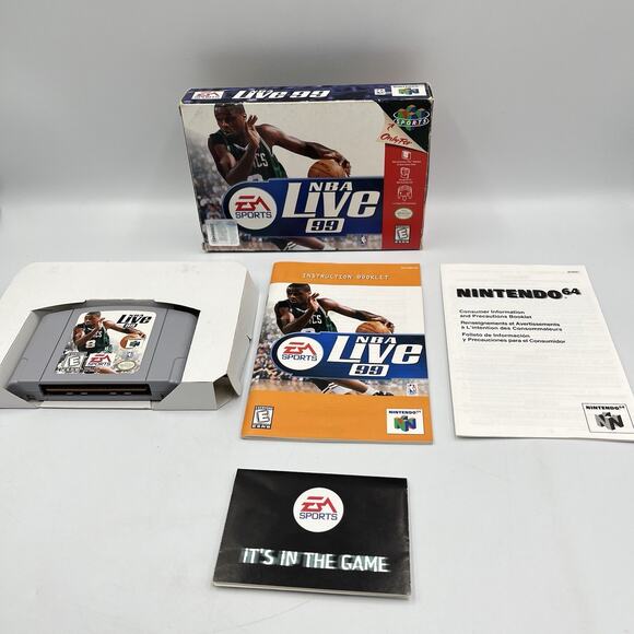 NBA Live 99 N64 Nintendo 64 Complete CIB Very Good Condition w/ Poster! NICE! - Picture 1 of 16